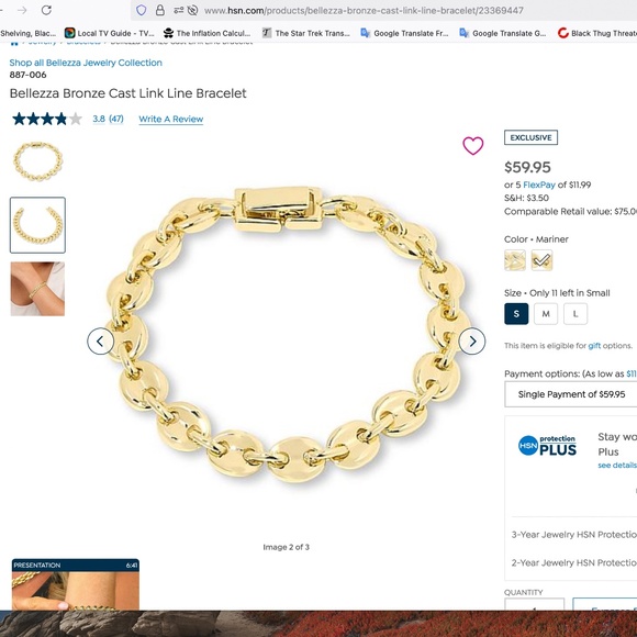 Bellezza Bronze Mariner link Bracelet, size Small-- NIB - Picture 3 of 15